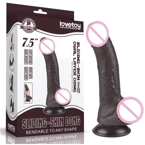 Фаллоимитатор LoveToy Sliding-Skin Dual Layer Dong 7.5" Black