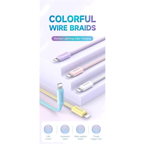 Кабель Romoss USB Cable to Lightning CB1234 5V 2.4A 2m White (CB1234-831-714H): Тип USB Cable - Lightning