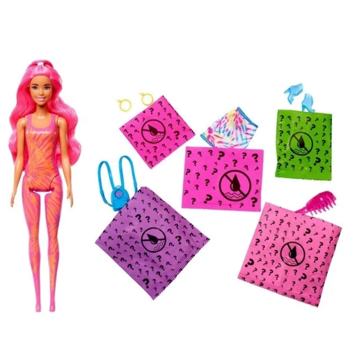 Кукла Цветное перевоплощение Barbie серия Неоновые цвета (в ассортименте) (HCC67): Особенности Сюрприз