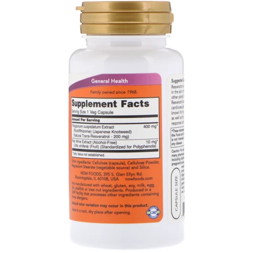 NOW Foods Resveratrol 200 mg 60 veg caps: Форма выпуска Капсулы