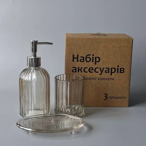Набор аксессуаров для ванной комнаты S&T 3 пр. (888-160): Тип Стакан, Дозатор для мыла, Мыльница