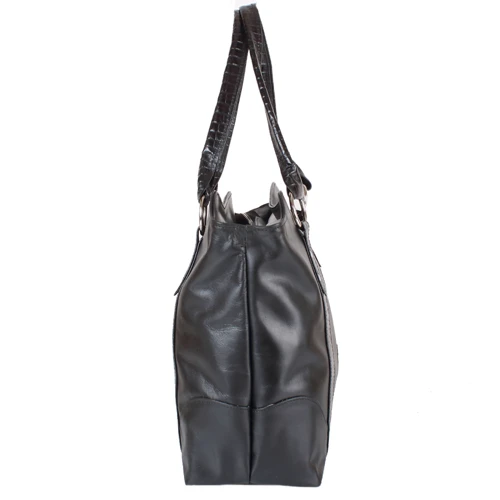 Женская сумка тоут Laskara черная (LK-DD210-black): Материал Натуральная кожа