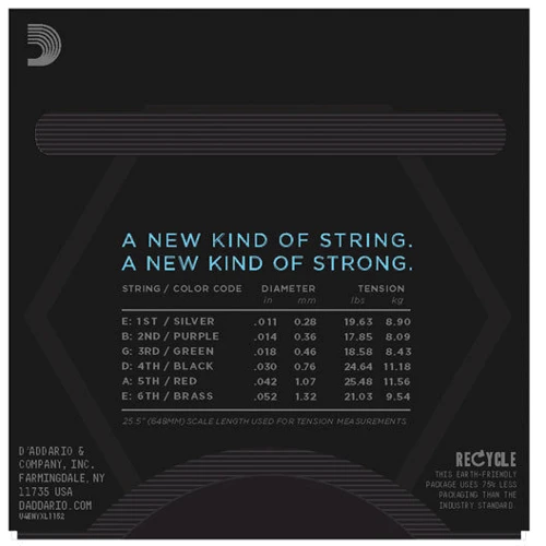 Струна для гитар Струны D`ADDARIO NYXL1152 MEDIUM TOP / HEAVY BOTTOM (11-52): Назначение Для электрогитары