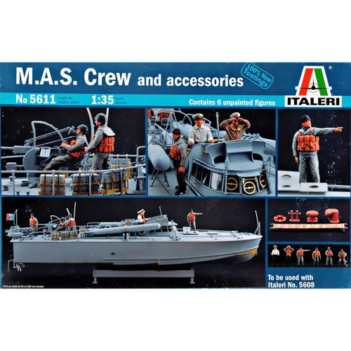 Масштабные фигурки ITALERI команды торпедного катера M.A.S. с набором деталировки