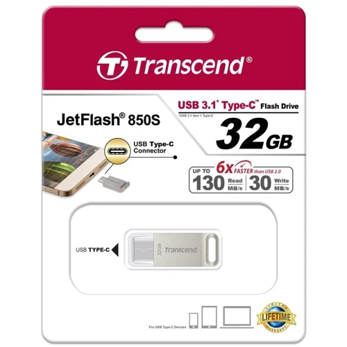 USB-флешка Transcend 32GB USB 3.1/Type-C 850 Metal (TS32GJF850S) фото 3