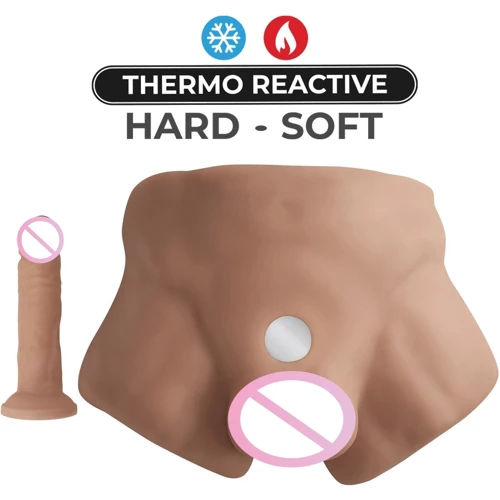 Полуторс с фаллоимитатором на присоске SilexD Apollo S Male Torso Caramel
