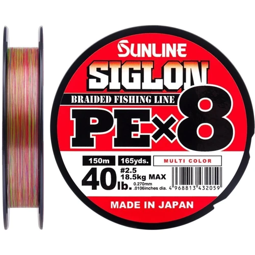 

Шнур Sunline Siglon Pe х8 150м, #2.5/0.270мм, 40lb/18.5кг, разноцветный (1658.10.06