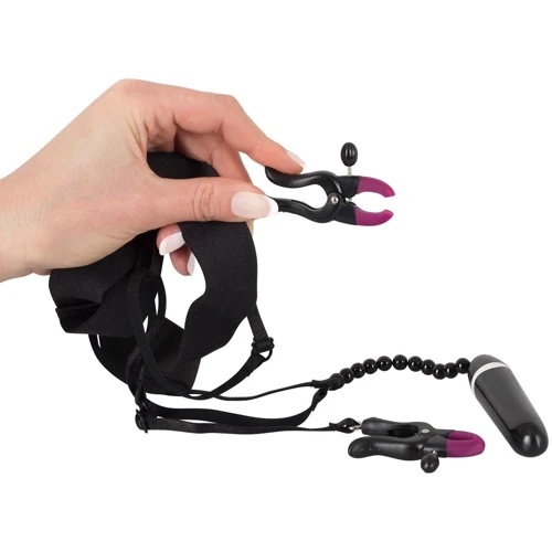 Затискачі для статевих губ з віброкулею Orion Bad Kitty Spreader String With Vibrator