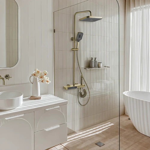 Душевая система Lefton Thermostatic Shower System with 5 Water Modes and Temperature Display Screen-SST2206 Brushed Gold: Термостат Есть
