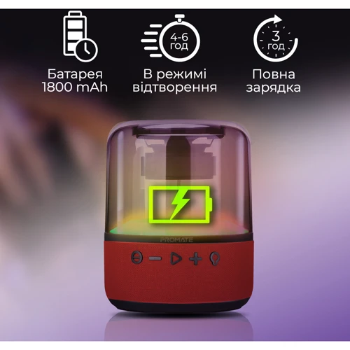 Акустика Promate Glitz-L Red (glitz-l.red): Совместимость Android, iOS, Windows