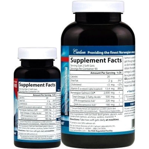 Carlson Labs Norwegian Salmon Oil 50 Soft Gels Масло лосося: Тип Жир лосося