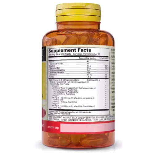 Mason Natural Omega 3-6-9 1200 мг Fish, Flax & Borage Oils Потрійна Омега 3-6-9 1200 мг олія риби льону та огірковика 60 гелевих капсул: Тип Омега 3-6-9
