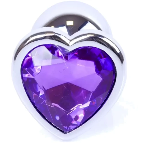 Анальная пробка с кристаллом BOSS of TOYS Boss Series - Jewellery Silver Heart PLUG Purple S, BS6400052