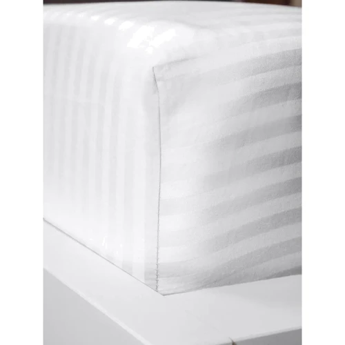 Простирадло LightHouse Sateen Stripe White на гумці страйп-сатин 160х200+25см (603890) фото 6