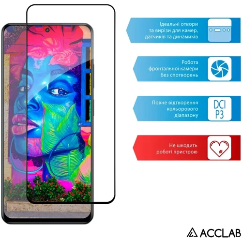ACCLAB Tempered Glass Full Glue Black for Realme 12+: Цвет черный