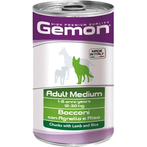 Вологий корм Gemon Dog Wet Medium Adult для собак шматочки з ягнятком та рисом 1.25 кг (70387910)