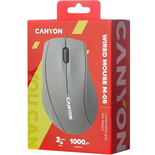 Мышь Canyon M-05 Dark Grey (CNE-CMS05DG): Эргономика симметричная для левшей