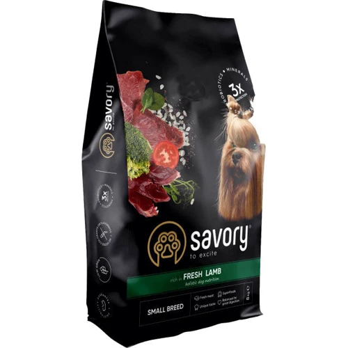 Сухой корм Savory для собак малых пород со свежим мясом ягненка, 8 кг (4820232630334)