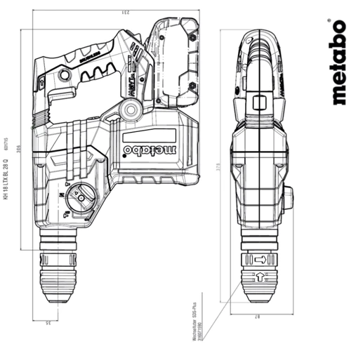 Перфоратор Metabo KH 18 LTX BL 28 Q Set ISA (601715900): Макс. число оборотів холостого ходу, об/хв 1000