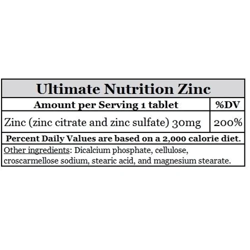 Ultimate Nutrition Zinc 30 mg 120 tabs: Пол Унисекс