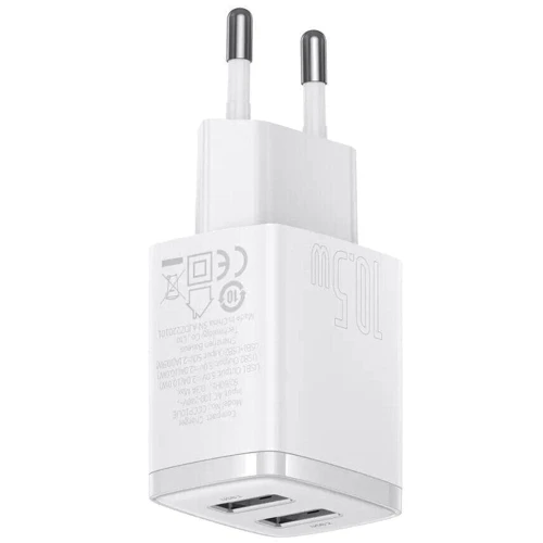 Зарядное устройство Baseus Wall Charger 2xUSB Compact 10.5W White (CCXJ010202): Сила тока 2.1А