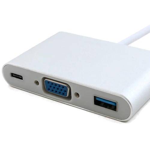 Адаптер ExtraDigital Adapter USB-C to USB-C+VGA+USB3.0 0.15m White (KBV1690) фото 4