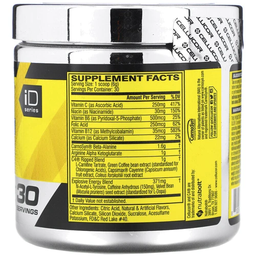 Cellucor, C4 Ripped, Pre-Workout 180 g/ 30 servings/ Raspberry Lemonade: Тип Комплекс до тренировки
