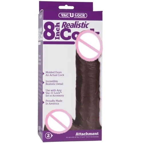 Doc Johnson Vac-U-Lock™ 8 Realistic Chocolate - насадка-фаллоимитатор с мошонкой
