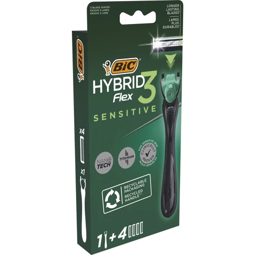 BIC 3 Flex Sensitive Верстат для гоління чоловічий з 4 змінними картриджами: Вид Бритвенные станки