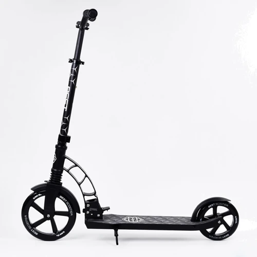 Двоколісний самокат Best Scooter з PU колесами, 1 амортизатором Black (00076): Матеріал коліс поліуретан