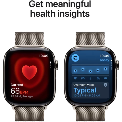 Apple Watch Series 11 GPS + Cellular 46mm Natural Titanium Case with Natural Milanese Loop - S/M (MFCY4)