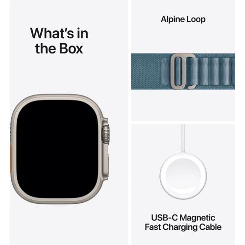 Apple Watch Ultra 3 GPS + Cellular 49mm Natural Titanium Case with Light Blue Alpine Loop - Medium (MEWM4)
