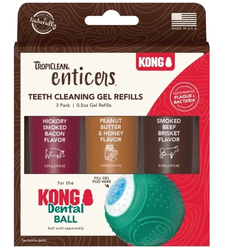Набір гелів для догляду за ротовою порожниною TropiClean Enticers для м'яча Kong Dental Ball 3х14.8 мл (005976)