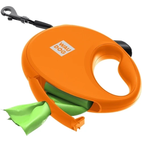 Повідець-рулетка для собак WAUDOG R-leash з контейнером для пакетів L помаранчевий до 40 кг 5 м (26294): Вага собаки, до 40 кг