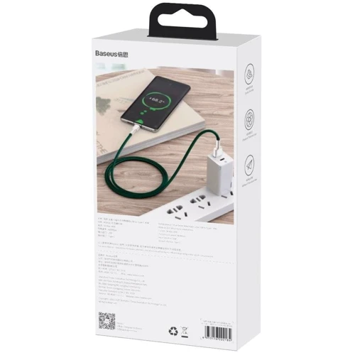 Кабель Baseus USB Cable to USB-C Cafule Metal 40W 1m Green (CATJK-A06) фото 12