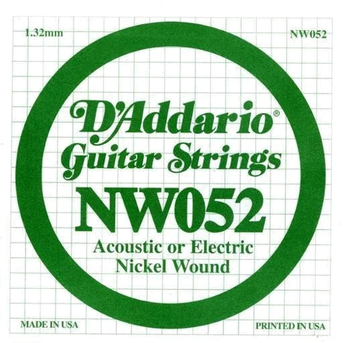 Струна для гітар Струна D`ADDARIO NW052 XL Nickel Wound 052: Тип Струна