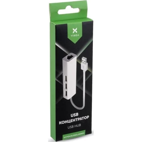 Адаптер Vinga Adapter USB to 3xUSB2.0+RJ45 White (VCP2H3USB2LANWH): Інтерфейс підключення USB 2.0
