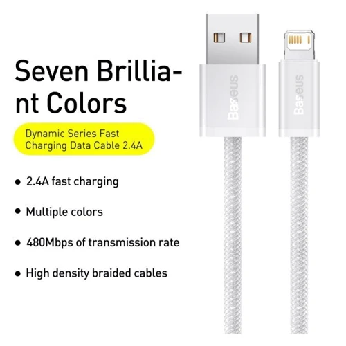 Кабель Baseus USB Cable to Lightning Dynamic 2.4A 2m White (CALD000502): Тип USB Cable - Lightning