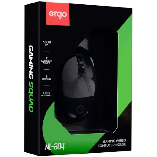 Мышь Ergo NL-204 USB Black (NL-204): Вес 108 г