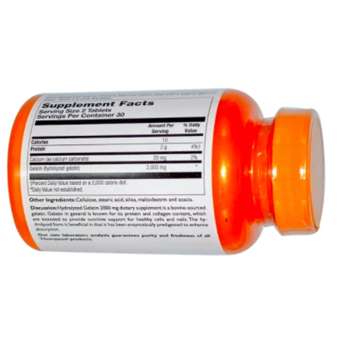 Thompson Hydrolyzed Gelatin 2000 mg 60 Tabs Гидролизат желатина: Тип Желатин