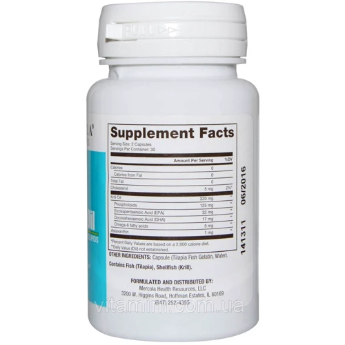 Dr. Mercola Kids 'Krill Oil 60 Caps Масло криля для дітей: Тип масло Кріля