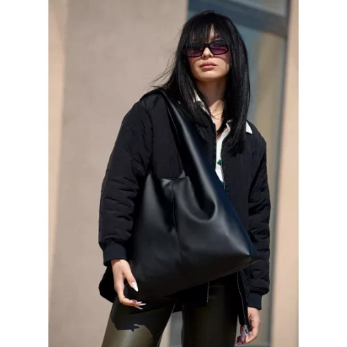 Женская сумка хобо Sambag HOBO M черная (53200001): Тип ручки Длинная ручка
