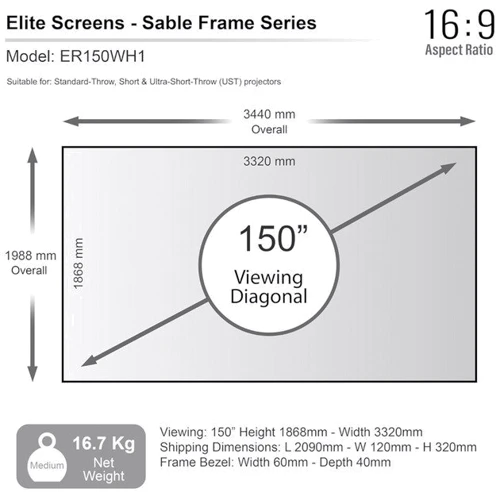 Проекційний екран ELITE SCREENS ER150WH1 150"(16:9)332*187 см