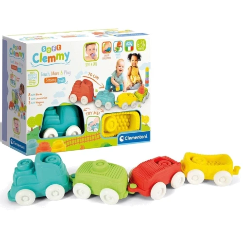 Ігровий набір з конструктором Clementoni Sensory Train серія Soft Clemmy (8005125174249)