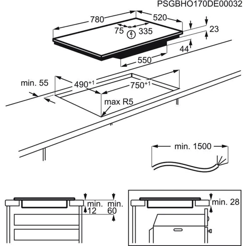 Варочная поверхность AEG IKE85753FB: Количество конфорок 5