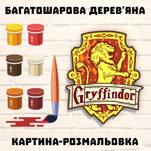 Дерев'яна картина-розмальовка Wortex Woods Герб Гріфіндора 35х30 (3DP41001): Вік от 7-ми лет