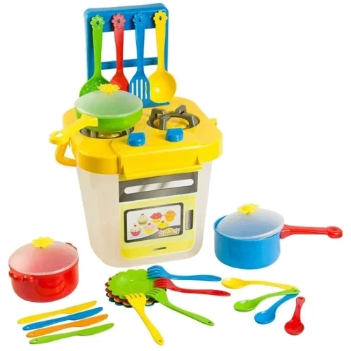 Набор посуды с плитой Tigres Ромашка 25 шт, в ведёрке, желтый (39153): Производитель Tigres
