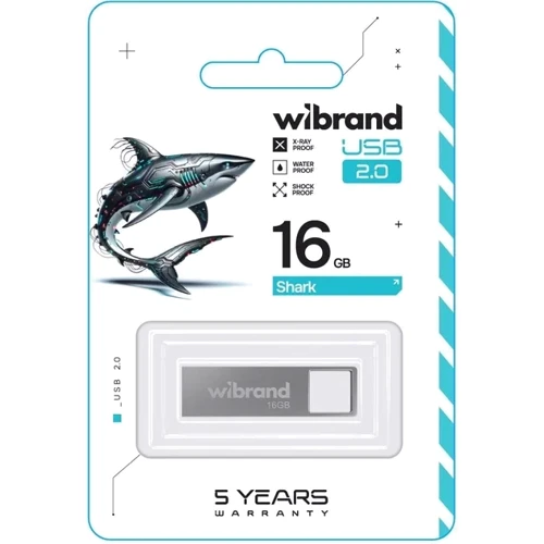 USB-флешка Wibrand 16Gb Shark USB 2.0 Silver (WI2.0/SH16U4S): Стандарт USB USB 2.0