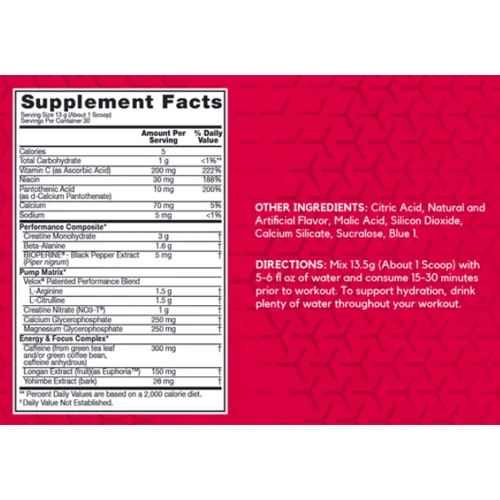 Передтренувальний комплекс BSN Endorush 390 g/30 servings/blue raspberry: Тип Комплекс до тренування
