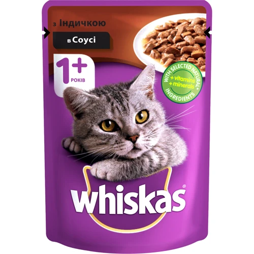 Вологий корм для котів Whiskas з індичкою в соусі 100г (4770608253165)